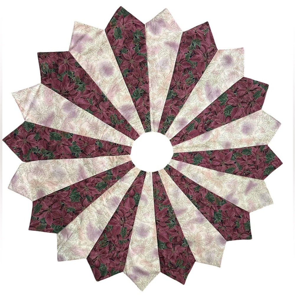 LUXE Vintage Christmas Tree Skirt or Patchwork Table Topper Quilted OOAK